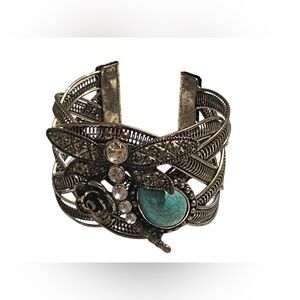 Costume Dragonfly Faux Turquoise Cuff Bracelet #7295